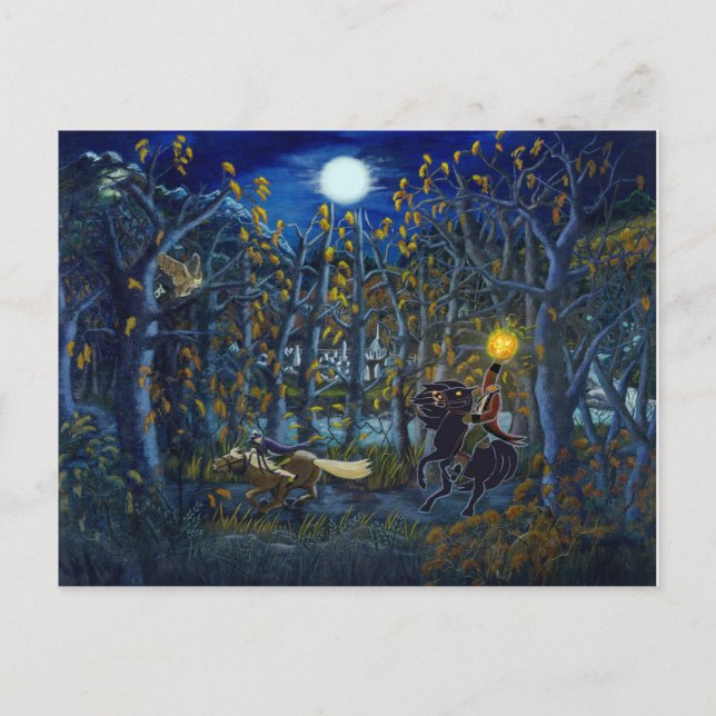 Carte postale d'Halloween "Poursuite du cavalier s (Devant)