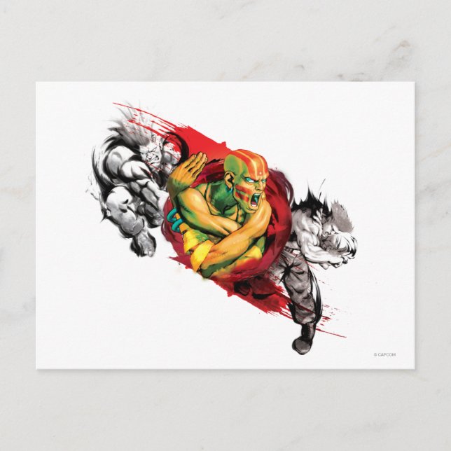 Carte Postale Dhalsim, Blanka & Guile (Devant)