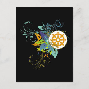 Carte Postale Dharma Wheel Floral