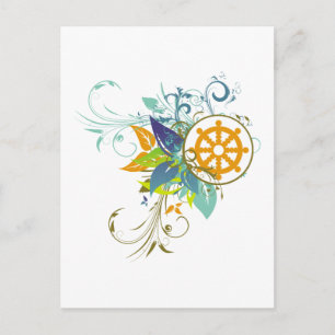 Carte Postale Dharma Wheel Floral