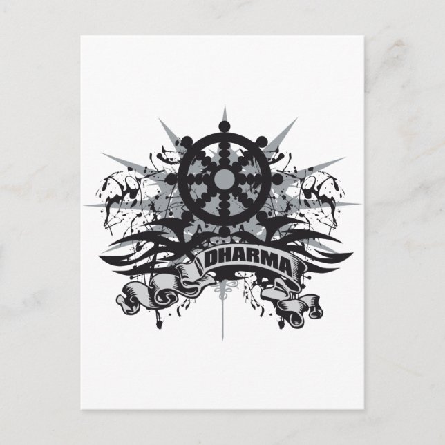 Carte Postale Dharma Wheel Grunge (Devant)