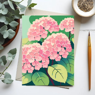 Carte postale d'hortensia rose