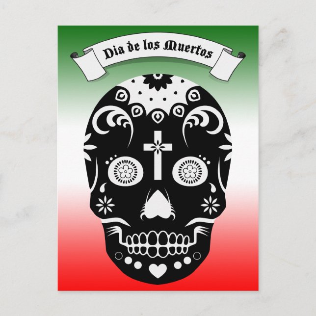 Carte Postale dia de los muertos crâne à sucre (Devant)