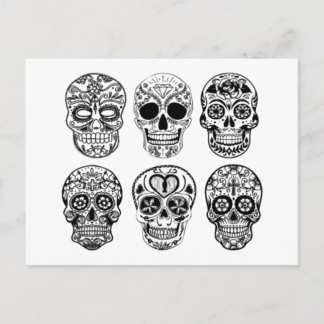 Carte Postale Dia de los Muertos Skulls (Devant)