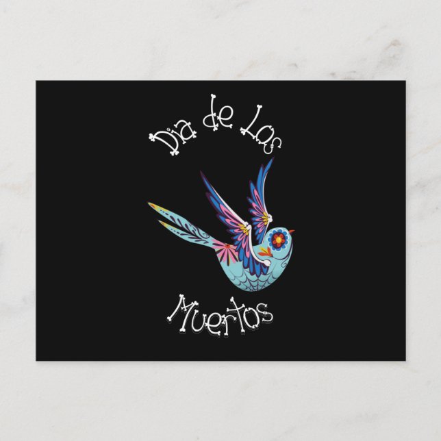 Carte Postale Dia de los Muertos - Sugar Candy Bird (Devant)