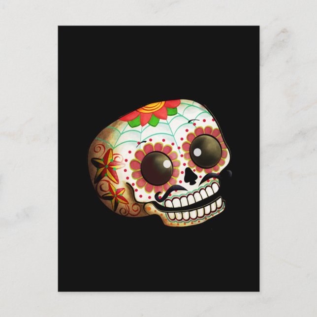 Carte Postale Dia de Los Muertos Sugar Crâne Art (Devant)