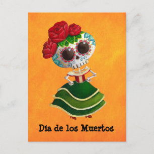 Carte Postale Dia de Muertos Mexicaine Miss Mort