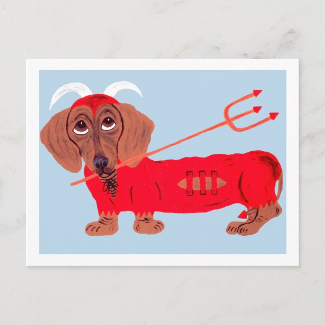 Carte Postale Diable Dachshund (Devant)