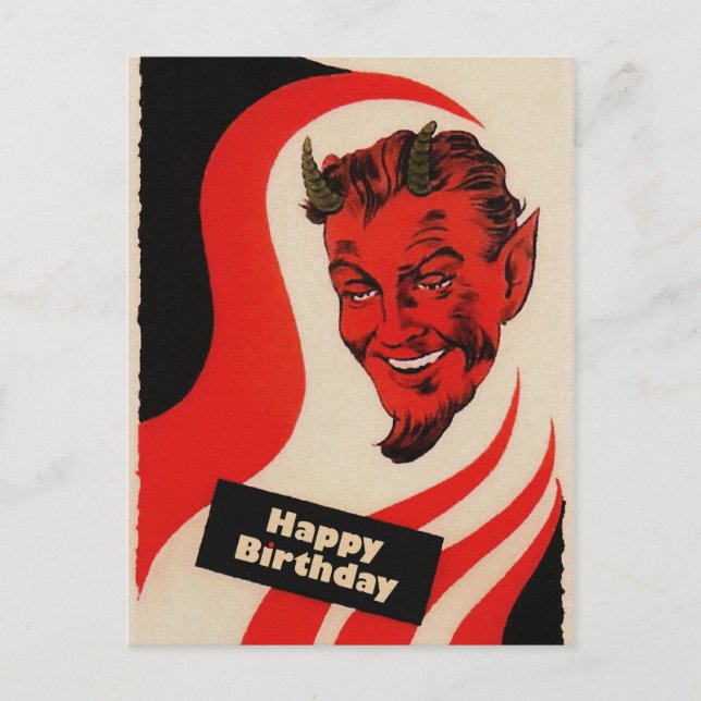 Carte Postale Diable d'anniversaire vintage (Devant)