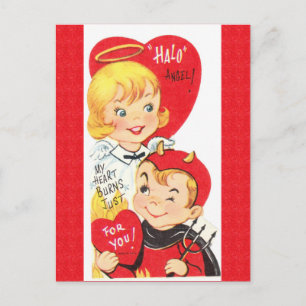 Carte postale Diable et Ange Valentine des années