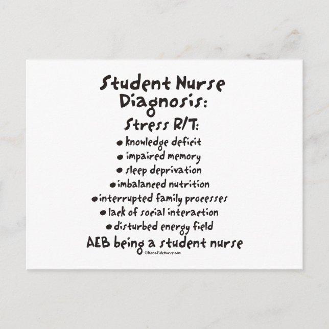Carte Postale Diagnostic de l'infirmière étudiante : stress (Devant)