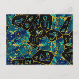 Carte Postale Diagramme égyptien en or et marbre Voronoi