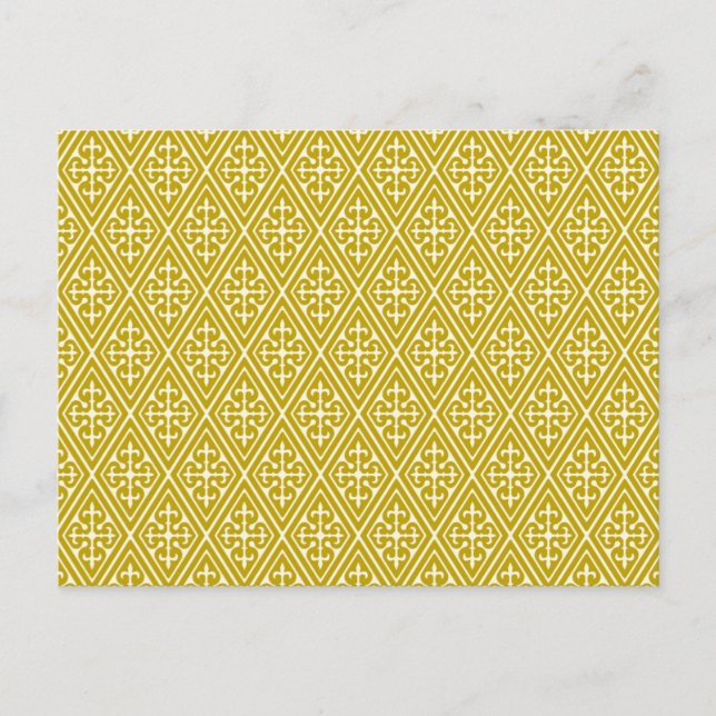 Carte Postale Diamants damassés médiévaux, or moutarde (Devant)
