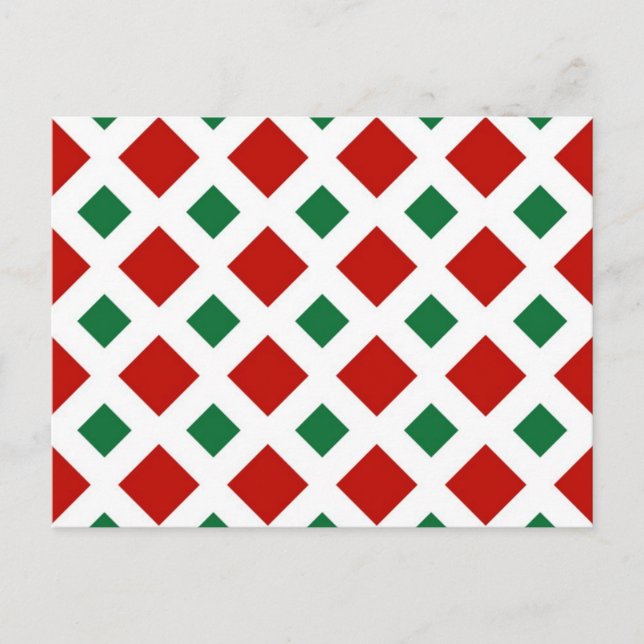 Carte Postale Diamants rouges et verts pour Noël blanc (Devant)