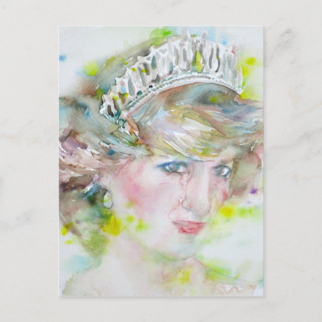 Carte Postale diana, princesse de galles - portrait aquarelle.3 (Devant)
