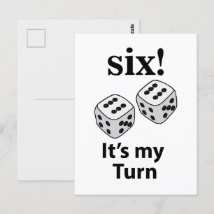 Carte Postale Dice Rolling Six C'est mon tour Roll Dice
