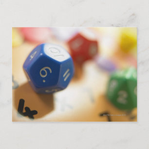 Carte Postale Dice sur le jeu de mathématiques