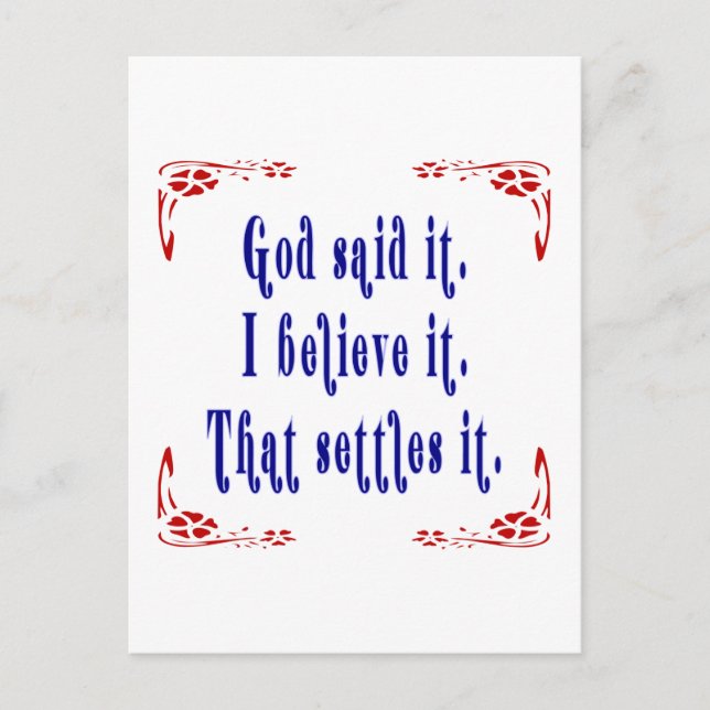 Carte Postale Dieu A Dit Quatre Fleurs Rouges ! (Devant)