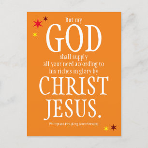 Carte Postale "DIEU Apportera" - Verset biblique - Thanksgiving