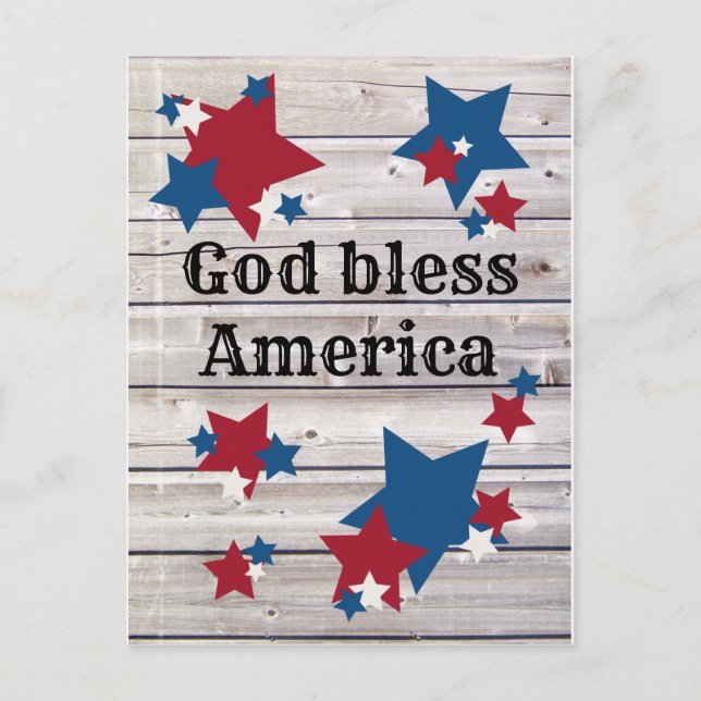 Carte Postale Dieu Béni Amérique Patriotique Rouge Blanc Bleu ét (Devant)