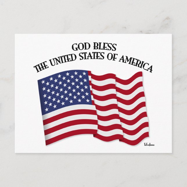 Carte Postale DIEU BÉNISSE LE Drapeau AMÉRICAIN DES ETATS-UNIS (Devant)