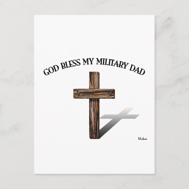 Carte Postale DIEU BÉNISSE MON PÈRE MILITAIRE avec une croix rob (Devant)
