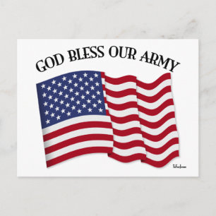 Carte Postale DIEU BÉNISSE NOTRE ARMÉE avec le drapeau US