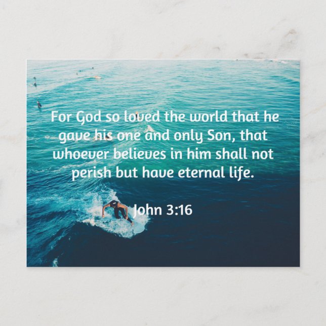 Carte Postale Dieu Cite : Jean 3:16 — "Pour Dieu Aimait Le Monde (Devant)