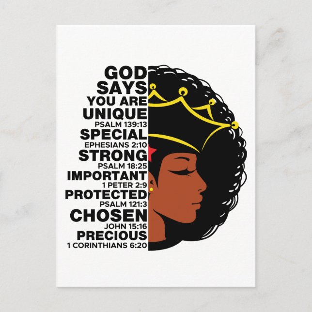 Carte Postale Dieu dit que je suis Black Christian Femmes Melani (Devant)