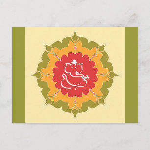 Carte Postale Dieu Ganesha sur la fleur de mandala
