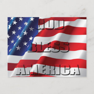 Carte Postale Dieu patriotique bénisse l'Amérique sur le drapeau