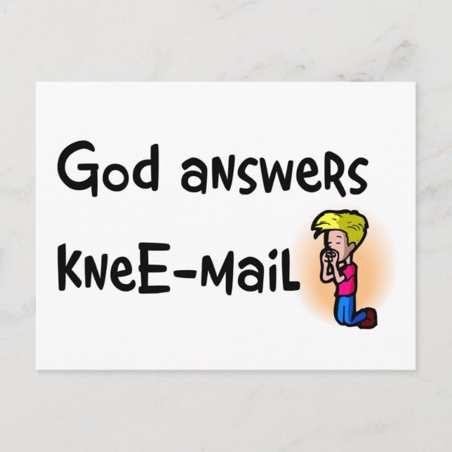 Carte Postale Dieu répond kneE-mail cadeau chrétien (Devant)