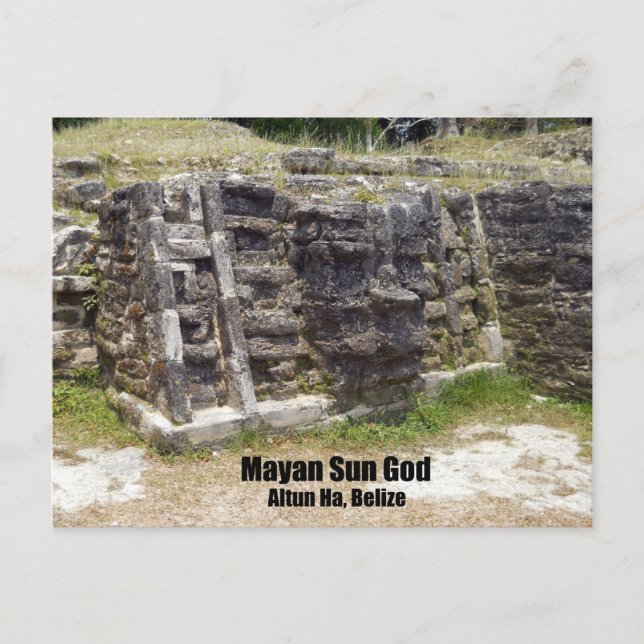 Carte Postale Dieu Soleil Maya - Altun Ha, Belize (Devant)
