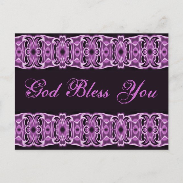 Carte Postale Dieu vous bénisse violet noir (Devant)