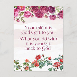 Carte Postale Dieux Cadeau Est Votre Talent Plutôt Rouge Violet 