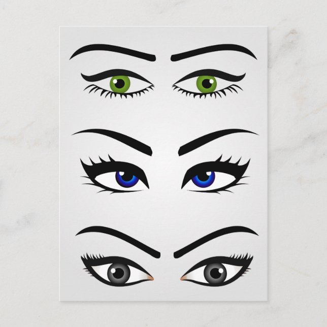Carte Postale Différents types d'yeux féminins (Devant)