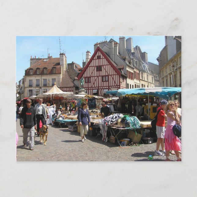 Carte Postale Dijon, jour de marché (Devant)