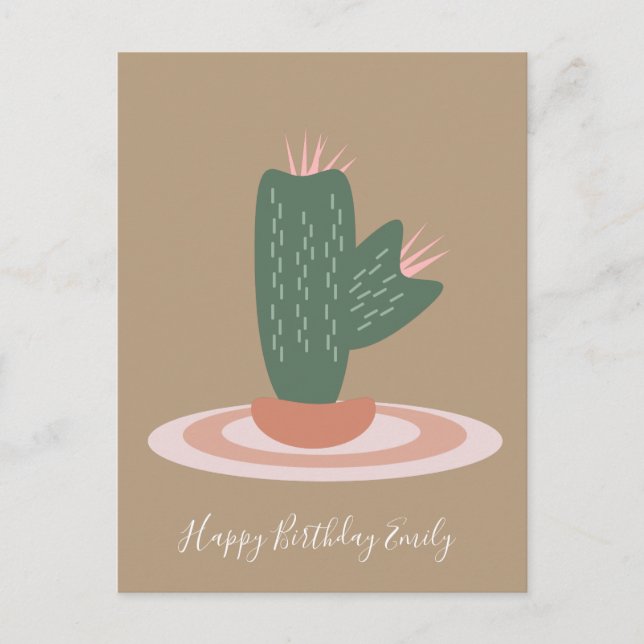 Carte postale d'illustration de cactus simple épin (Devant)