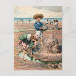 Carte postale d'illustration de plage vintage KRW
