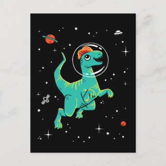 Carte Postale Dilophosaurus turquoise Et Orange Dinos Dans L'Esp