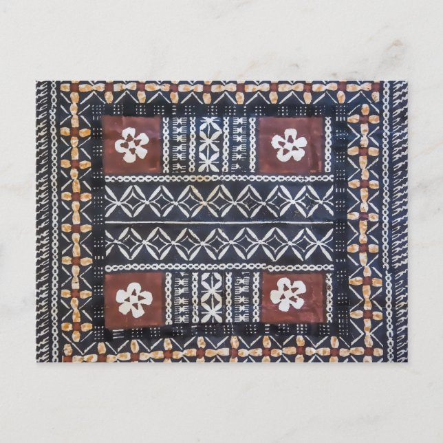 Carte postale d'impression de tissu Tapa Fiji (Devant)