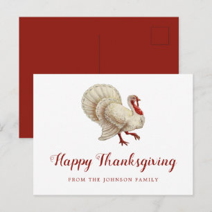 Carte Postale Dinde Blanche Vintage Joyeux Thanksgiving