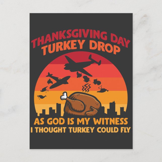 Carte Postale Dinde Chute Jour de Thanksgiving Dieu est mon Témo (Devant)