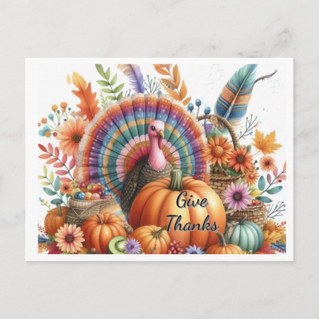 Carte Postale Dinde de Thanksgiving Boho  (Devant)