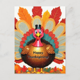 Carte Postale Dinde de Thanksgiving heureuse et mignonne