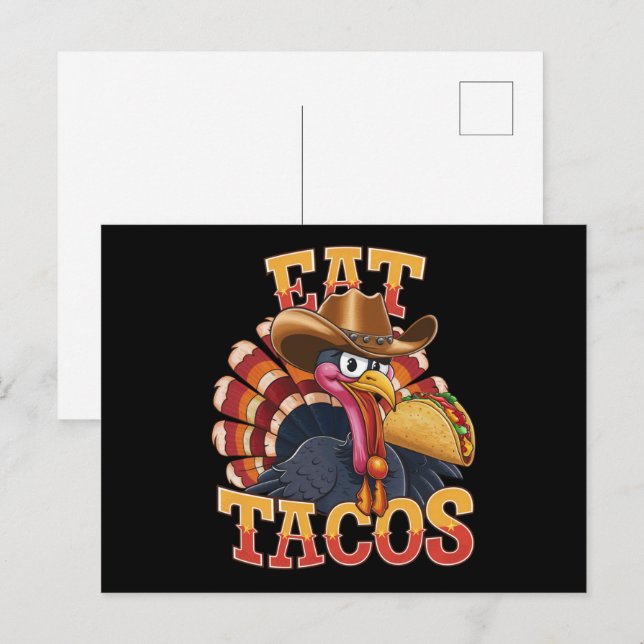 Carte Postale Dinde de Thanksgiving Manger des Tacos  Drôle de M (Devant / Derrière)