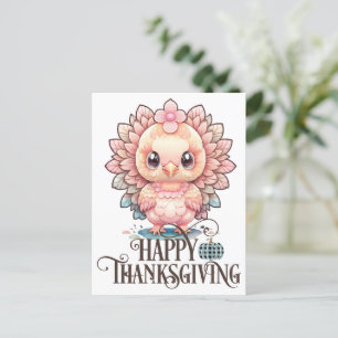 Carte Postale Dinde de Thanksgiving mignonne