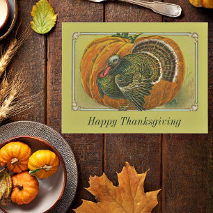 Carte Postale Dinde de Thanksgiving vintage et citrouille person