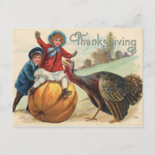 Carte Postale Dinde de Thanksgiving vintage joyeuse