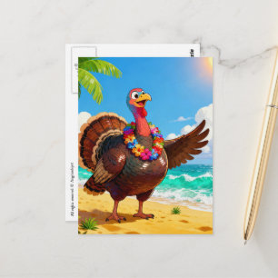 Carte Postale Dinde en vacances à la plage